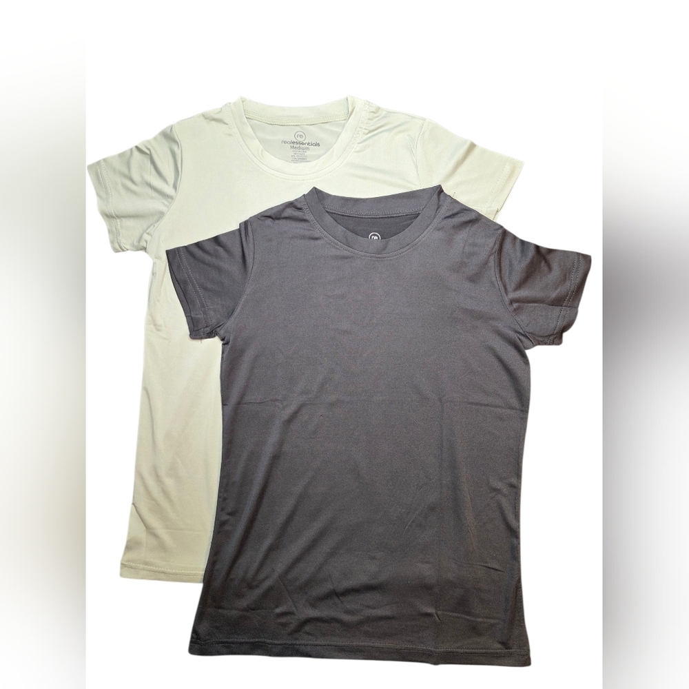 Real Essentials Girls Dry Fit Crew Tees, Set Of 2 Size Medium